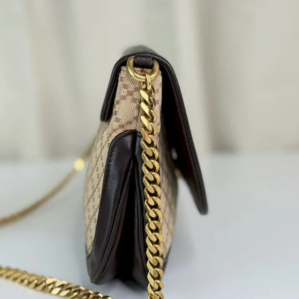 Gucci GG Logo Flap Shoulder Bag Crossbody Dark Purple Leather - Picture 3 of 9